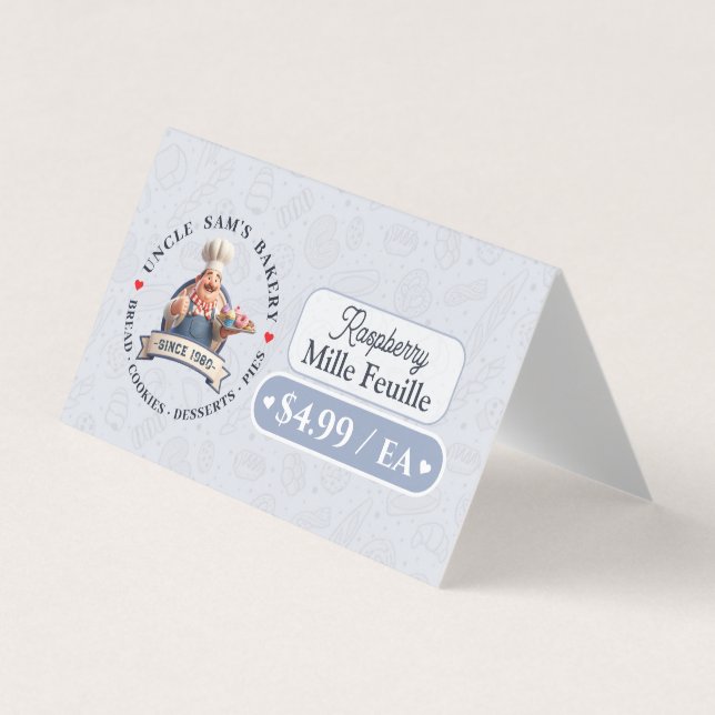 Bakery Pastry Baker Display Sign Label Price Tag (Front)