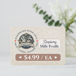 Bakery Pastry Baker Display Sign Label Price Tag Thank You Card