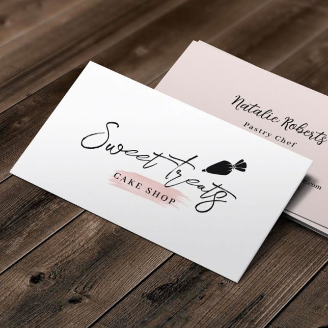 Bakery Pastry Cake Chef Piping Bag Minimalist Business Card (Creator Uploaded)