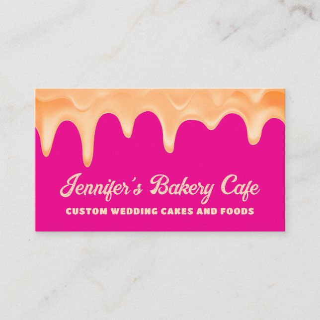 Bakery Pastry Chef Abstract Creamy Pink Business Card (Front)