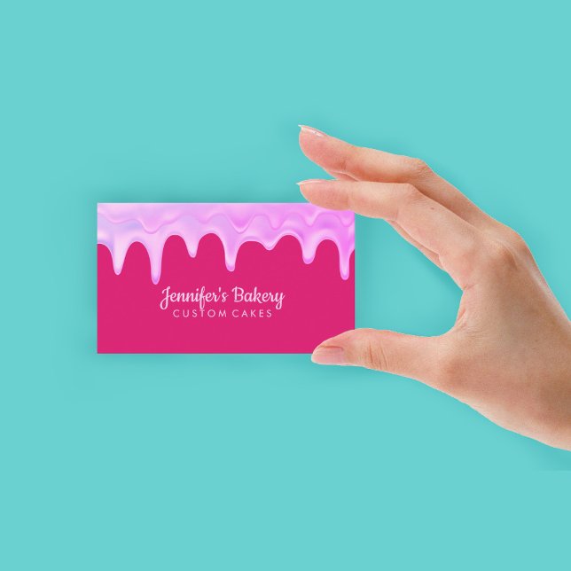 Bakery Pastry Chef Abstract Pink Cream Dripping Business Card (Bakery Pastry Chef Abstract Pink Cream Dripping Business Card)