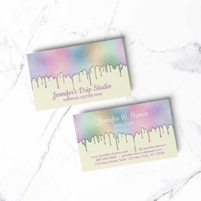 Bakery Pastry Chef Abstract Rainbow Painting beige Business Card (BAKERY PASTRY CHEF COOK CAKE event planner business)