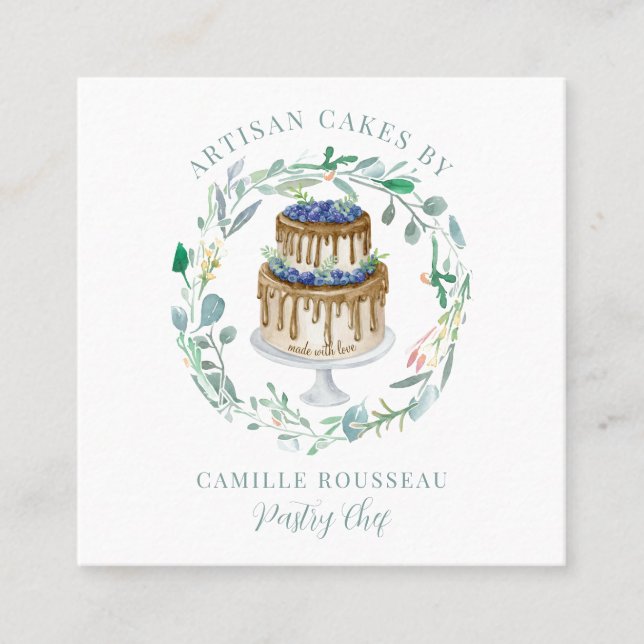 Bakery Pastry Chef Baker Square Business Card (Front)