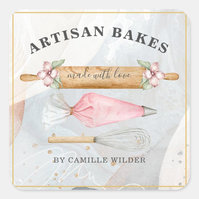 Bakery Pastry Chef Bakers Tools Business  Square S Sticker (Front)