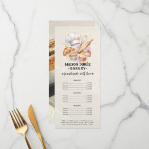 Bakery Pastry Chef Baking Catering Gold Price List Menu