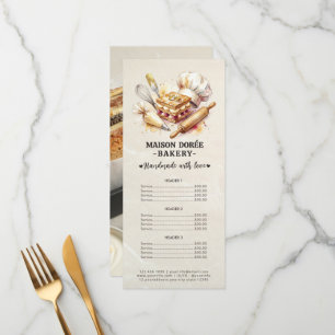 Bakery Pastry Chef Baking Catering Gold Price List Menu