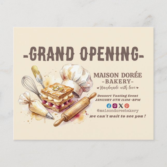Bakery Pastry Chef Baking Catering Grand Opening Flyer (Front)