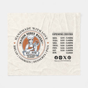 Bakery Pastry Chef Baking Catering Opening Hours Fleece Blanket