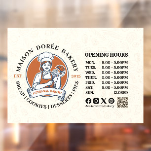 Bakery Pastry Chef Baking Catering Opening Hours Window Cling