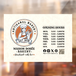 Bakery Pastry Chef Baking Catering Opening Hours Window Cling