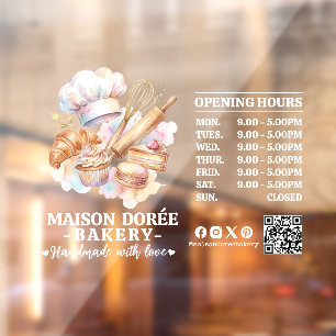 Bakery Pastry Chef Baking Catering Opening Hours Window Cling