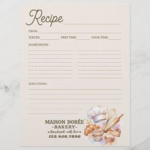Bakery Pastry Chef Baking Recipe Page Cookbook
