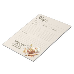 Bakery Pastry Chef Baking Recipe Page Cookbook Notepad