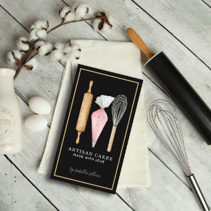 Bakery Pastry Chef Baking Utensils Black Business Card