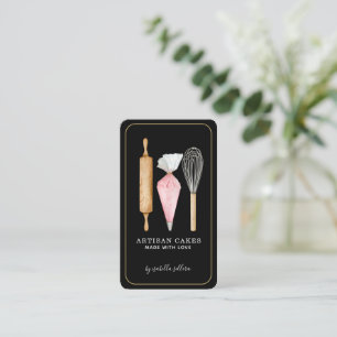 Bakery Pastry Chef Baking Utensils Black Business Card