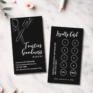 Bakery Pastry Chef Baking Utensils Black Loyalty Card