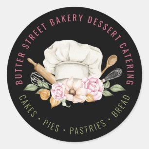 Bakery Pastry Chef Baking Utensils Watercolor  Classic Round Sticker