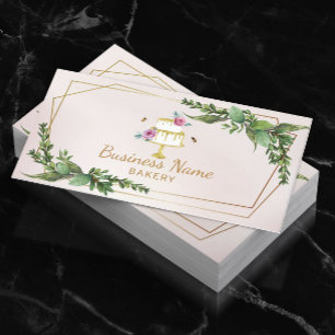 Bakery Pastry Chef Botanical Floral Sweet Cake Business Card