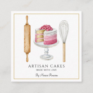 Bakery Pastry Chef Cake Baking Utensils  Square Business Card