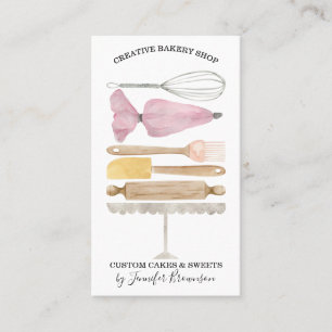 Bakery Pastry Chef Creative Watercolor Cake Decor Business Card