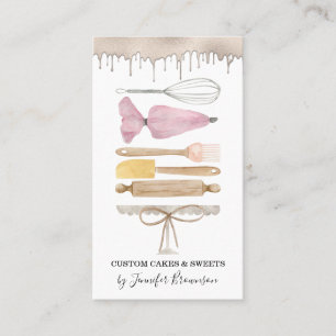Bakery Pastry Chef Creative Watercolor Cake Drip Business Card