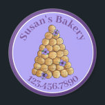 Bakery Pastry Chef Croquembouche Wedding Cake Food Magnet<br><div class="desc">Design features an original marker illustration of a croquembouche, a traditional French wedding cake made with choux pastry buns (cream puffs), garnished with purple pansy flowers. Ideal for a wedding cake, bakery, French patisserie, wedding planner, or other bridal or wedding related business. Just customise with your information. Don't see what...</div>