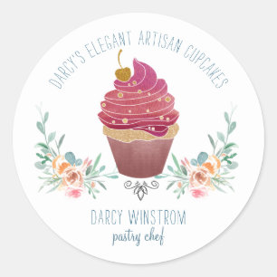 Bakery Pastry Chef Elegant Cupcake Baker Classic Round Sticker