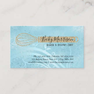 Bakery Pastry Chef | Elegant Gold Whisk Business Card