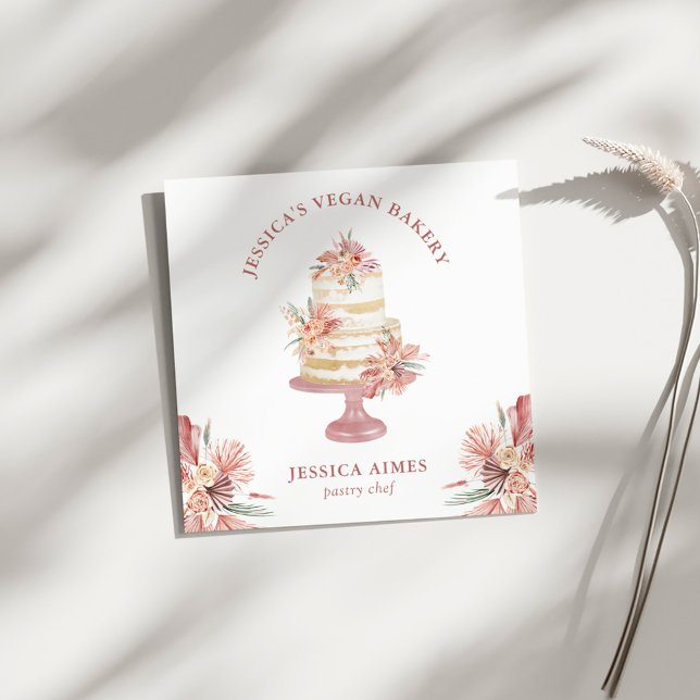 Bakery Pastry Chef Floral Cake Business Card (Creator Uploaded)