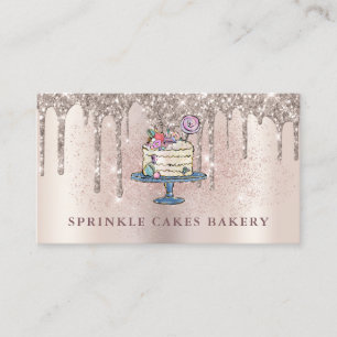 Bakery Pastry Chef Glitter Drips Champagne  Business Card
