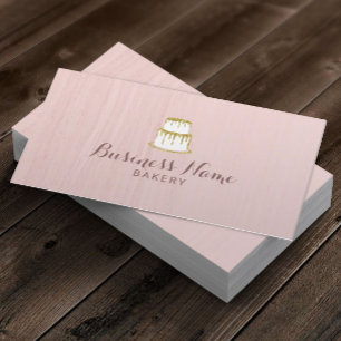 Bakery Pastry Chef Gold Dripping Cake Blush Pink Business Card