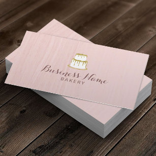 Bakery Pastry Chef Gold Dripping Cake Blush Pink Business Card