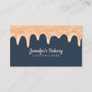 Bakery Pastry Chef Navy Cake Cream Dripping Business Card