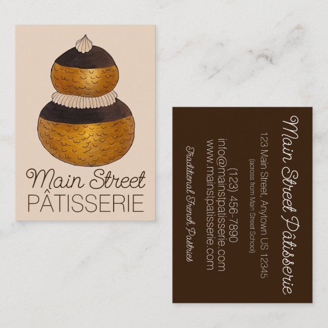 Bakery Pastry Chef Patisserie Religieuse Choux Bun Business Card (Front/Back)