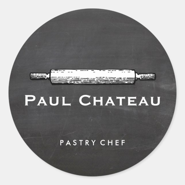 Bakery Pastry Chef Rolling Pin Baker Logo Classic Round Sticker (Front)