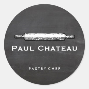 Bakery Pastry Chef Rolling Pin Baker Logo Classic Round Sticker