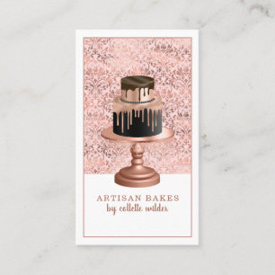 Bakery Pastry Chef Rose Gold Drips Cake Business B Card