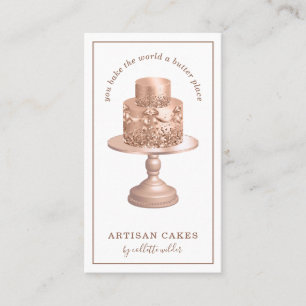 Bakery Pastry Chef Rose Gold Glitter Cake Business Card