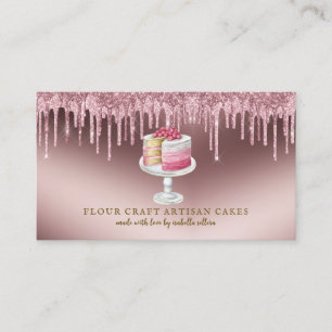 Bakery Pastry Chef Rose Gold Glitter Drips  Business Card