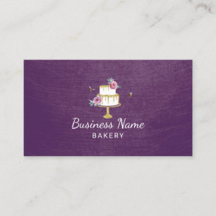 Bakery Pastry Chef Rustic Flower Bees Cake Purple Business Card