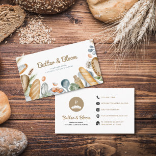 Bakery Pastry Chef Social Media Boho Cafe Business Card