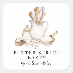 Bakery Pastry Chef Square Sticker