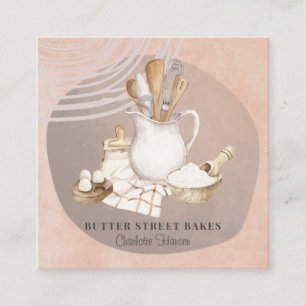 Bakery Pastry Chef Utensils Ingredients  Square Bu Square Business Card