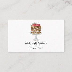 Bakery Pastry Chef Watercolor Baking Pink Cake Bus Business Card