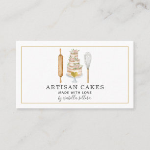 Bakery Pastry Chef Watercolor Baking Utensils Busi Business Card