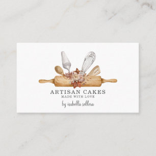 Bakery Pastry Chef Watercolor Baking Utensils Business Card