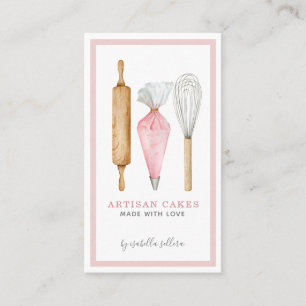 Bakery Pastry Chef Watercolor Baking Utensils Business Card
