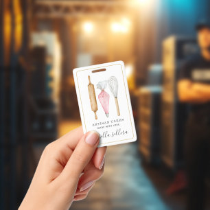 Bakery Pastry Chef Watercolor Baking Utensils ID Badge