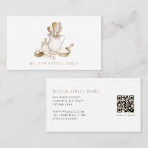 Bakery Pastry Chef Watercolor Business Card