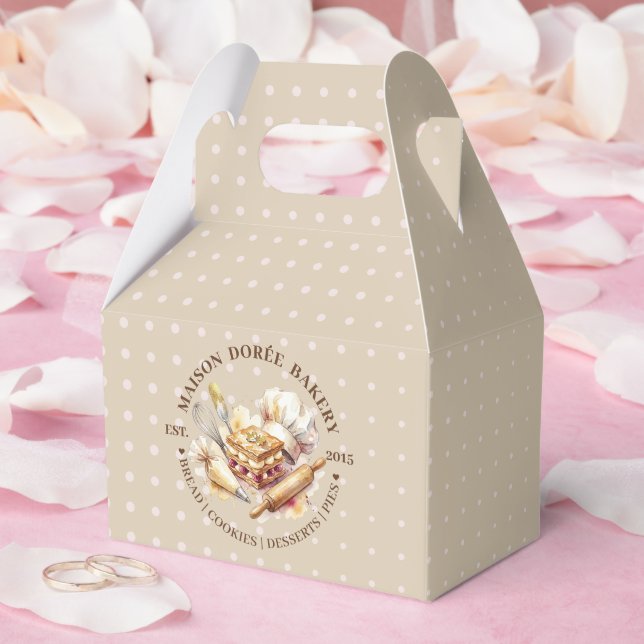 Bakery Pastry Chef Watercolor Gold Baking Catering Favour Box (Wedding)